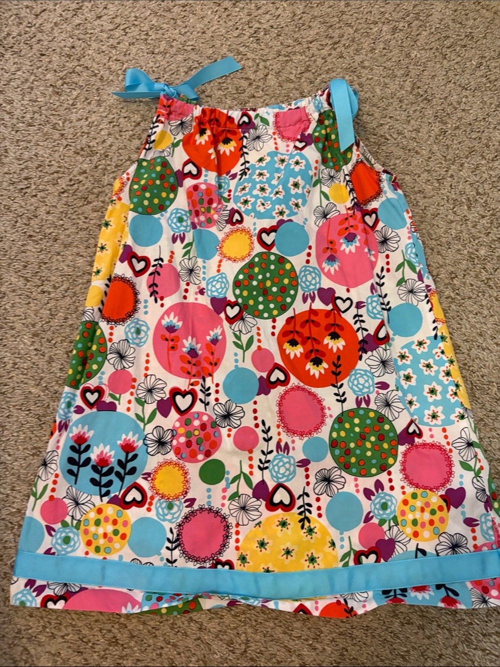 Hanna Andersson Multi Color Floral Heart Tie-Shoulder cotton summer dress